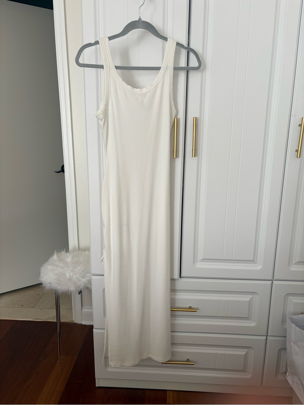 l*space Cream Ribbed Maxi Tank Dress